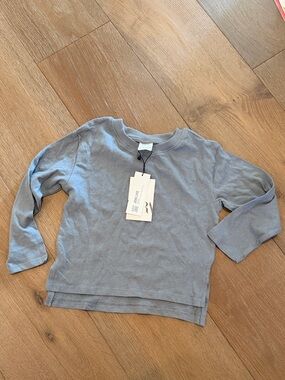 Zara Kids Light Blue Long-Sleeve Crewneck Top